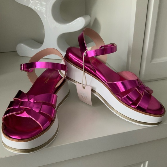 VERDEROSMARINO Barbiecore Metallic Pink Ankle Strap Leather Sandals Women’s SZ 8 - Picture 13 of 15